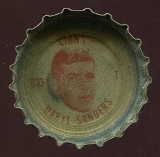 Daryl Sanders 1965 Coke Caps Lions football card Daryl Sanders 1965 Coke Caps Lions football card