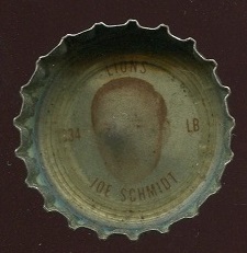 Joe Schmidt 1965 Coke Caps Lions football card Joe Schmidt 1965 Coke Caps Lions football card