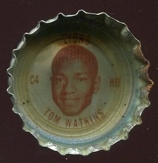 Tom Watkins 1965 Coke Caps Lions football card