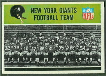 New York Giants Team 1965 Philadelphia football card