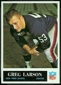 Greg Larson 1965 Philadelphia football card