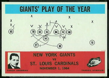 Giants Play of the Year 1965 Philadelphia football card