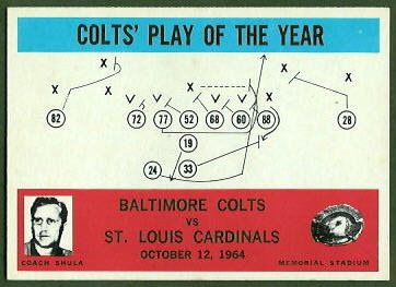 Colts Play of the Year 1965 Philadelphia football card Colts Play of the Year 1965 Philadelphia football card