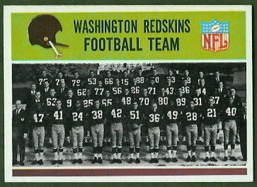 Washington Redskins Team 1965 Philadelphia football card