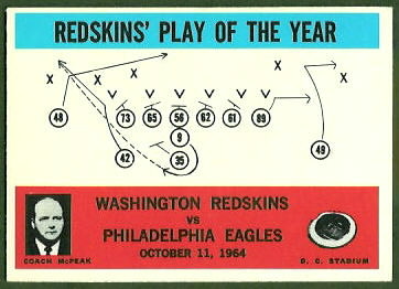 Redskins Play of the Year 1965 Philadelphia football card