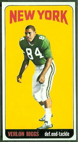 Verlon Biggs 1965 Topps football card Verlon Biggs 1965 Topps football card