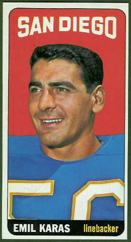 Emil Karas 1965 Topps football card