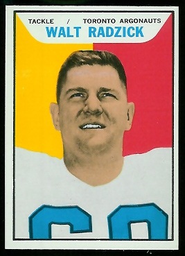 Walt Radzick 1965 Topps CFL football card