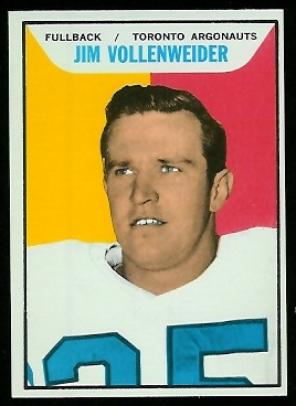 Jim Vollenweider 1965 Topps CFL football card