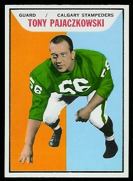 Tony Pajaczkowski 1965 Topps CFL football card