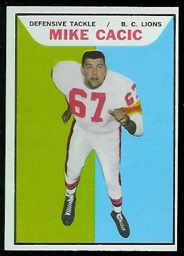 Mike Cacic 1965 Topps CFL football card