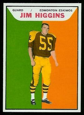 Jim Higgins 1965 Topps CFL football card Jim Higgins 1965 Topps CFL football card