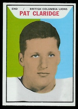 Pat Claridge 1965 Topps CFL football card