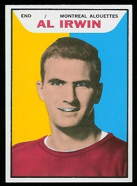 Al Irwin 1965 Topps CFL football card
