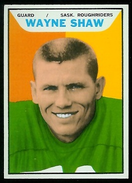 Wayne Shaw 1965 Topps CFL football card