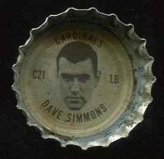 Dave Simmons 1966 Coke Caps Cardinals football card