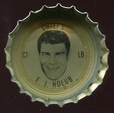 E.J. Holub 1966 Coke Caps Chiefs football card