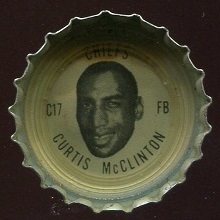 Curtis McClinton 1966 Coke Caps Chiefs football card Curtis McClinton 1966 Coke Caps Chiefs football card
