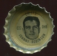 Johnny Robinson 1966 Coke Caps Chiefs football card
