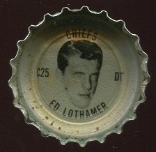 Ed Lothamer 1966 Coke Caps Chiefs football card Ed Lothamer 1966 Coke Caps Chiefs football card