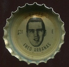 Fred Arbanas 1966 Coke Caps Chiefs football card Fred Arbanas 1966 Coke Caps Chiefs football card
