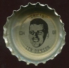 Len Dawson 1966 Coke Caps Chiefs football card