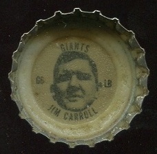 Jim Carroll 1966 Coke Caps Giants G football card