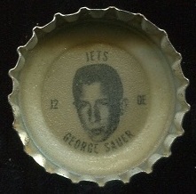 George Sauer Jr. 1966 Coke Caps Jets football card