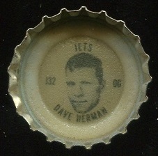 Dave Herman 1966 Coke Caps Jets football card