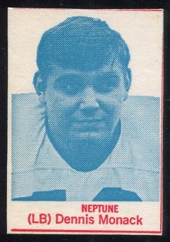Dennis Monack 1966 Norfolk Neptunes football card Dennis Monack 1966 Norfolk Neptunes football card