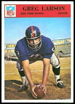 Greg Larson 1966 Philadelphia football card