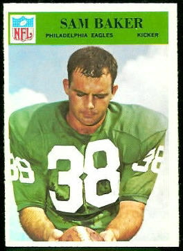 Sam Baker 1966 Philadelphia football card