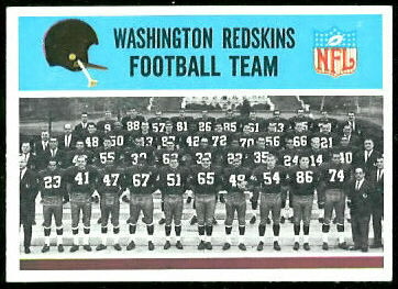 Washington Redskins Team 1966 Philadelphia football card