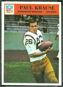 Paul Krause 1966 Philadelphia football card