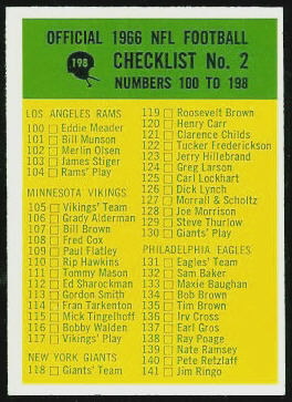 Checklist 2 1966 Philadelphia football card