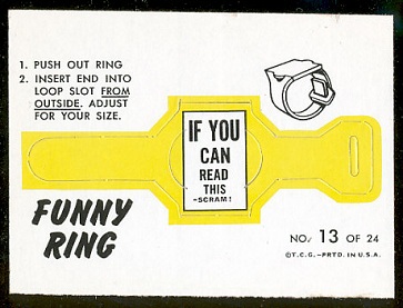 Scram! 1966 Topps Funny Rings football card