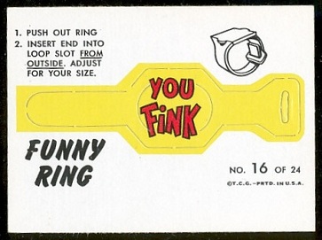 You Fink 1966 Topps Funny Rings football card