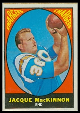 Jacque MacKinnon 1967 Milton Bradley football card