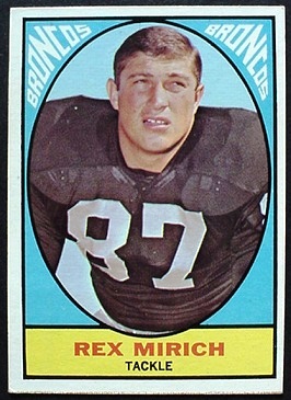 Rex Mirich 1967 Milton Bradley football card