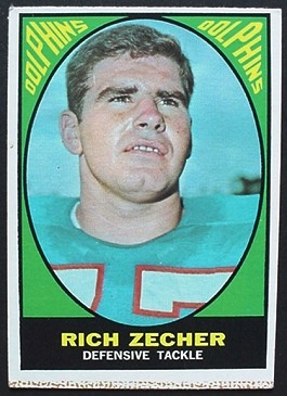 Rich Zecher 1967 Milton Bradley football card