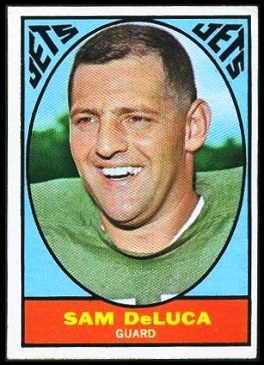 Sam DeLuca 1967 Milton Bradley football card