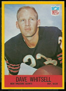 Dave Whitsell 1967 Philadelphia football card