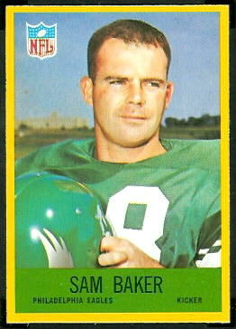 Sam Baker 1967 Philadelphia football card