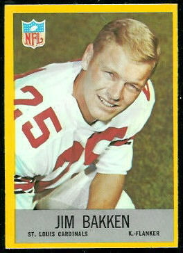 Jim Bakken 1967 Philadelphia football card