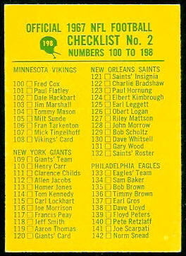 Checklist 2 1967 Philadelphia football card