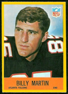 Billy Martin 1967 Philadelphia football card