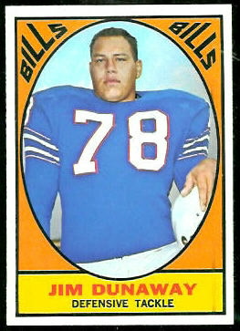 Jim Dunaway 1967 Topps football card