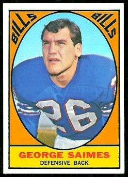 George Saimes 1967 Topps football card