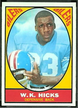 W.K. Hicks 1967 Topps football card