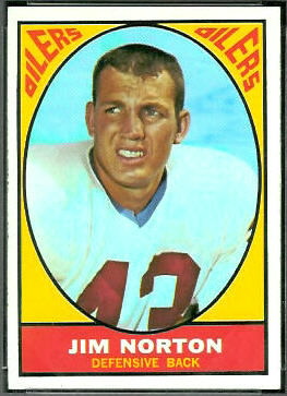 Jim Norton 1967 Topps football card